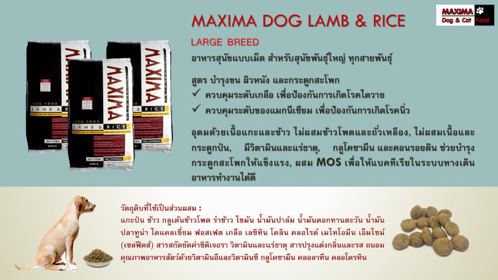 อาหารเม็ด สำหรับสุนัข แม็กซีม่า สายพันธุ์ใหญ่ 15 กก.